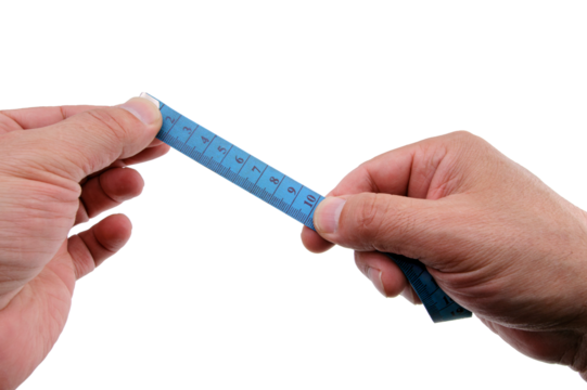 mesure 10 cm avec mètre ruban couturière sur fond transparent