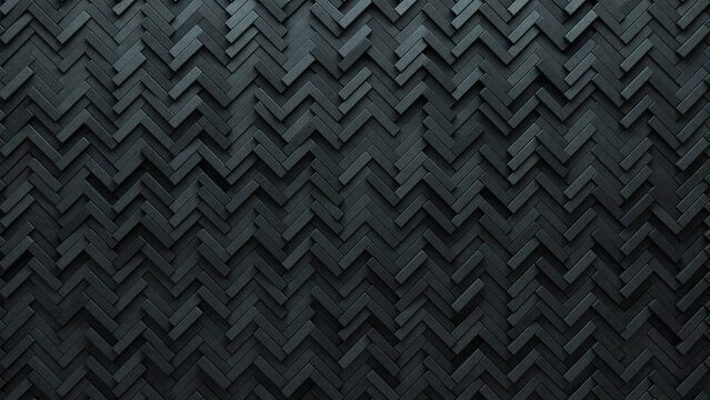 Fototapeta Polished, 3D Wall background with tiles. Herringbone, tile Wallpaper with Semigloss, Concrete blocks. 3D Render