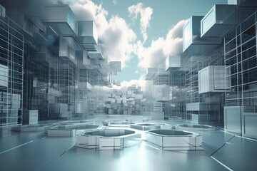 futuristic cityscape with abstract elements. Generative AI