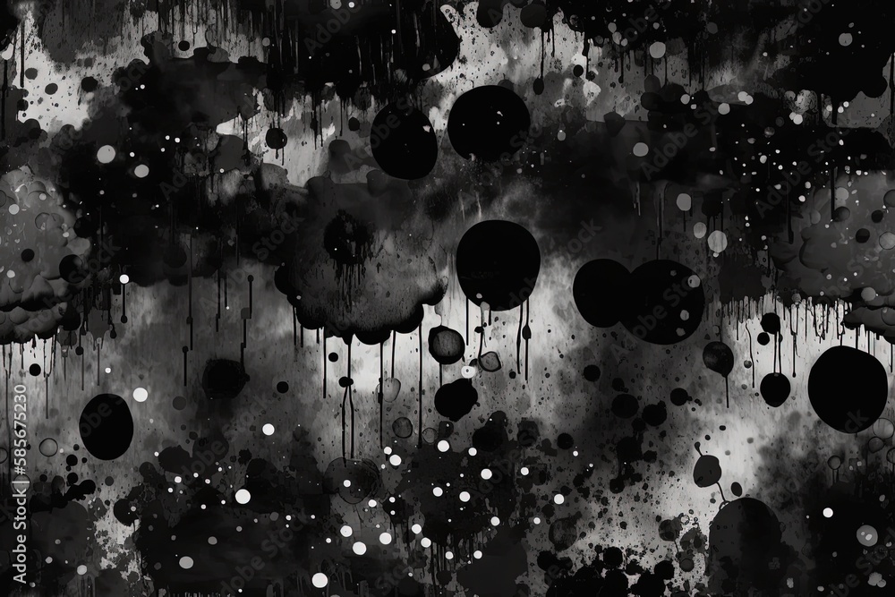 Poster monochrome background filled with bubbles of different sizes and opacities. generative ai
