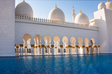 Sheikh Zayed Grand Mosque of white marble in Abu Dhabi, UAE