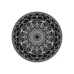 Circular pattern, filled silhouette. Vector illustration isolated on white background, simple design.