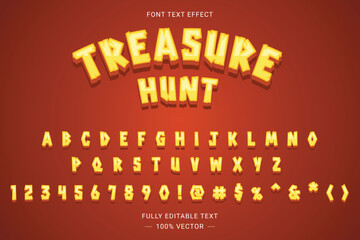 Fototapeta na wymiar Treasure Hunt Text Funky Font Style 3D Effect. Complete set of alphabet, number and symbol. Mobile Game and Fun Zone on ecommerce platform.