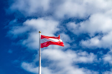 Austria national flag waving in the wind