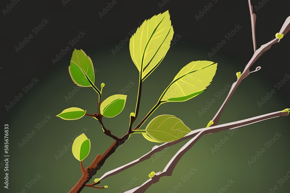 Poster springtime closeup of a budding branch generative ai
