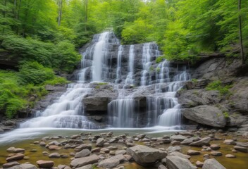 Fototapeta premium waterfall in the woods, The Best Waterfall Hikes: From Easy Strolls to Challenging Treks