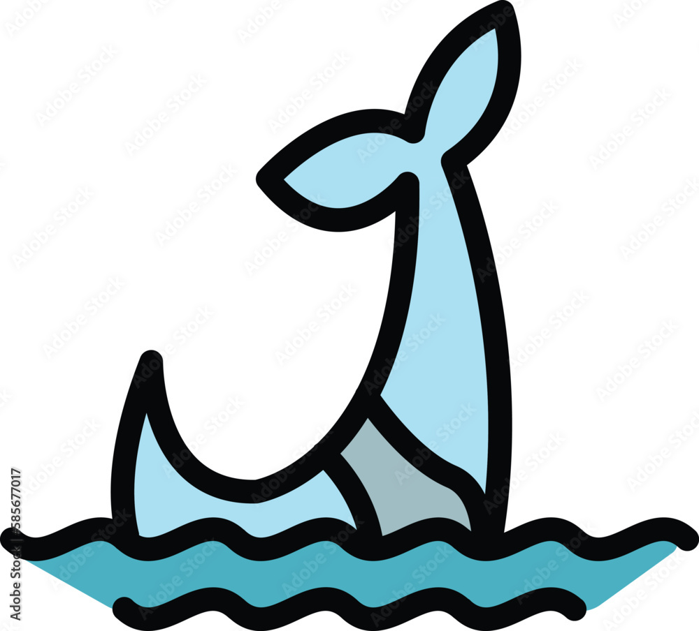 Poster ocean whale icon. outline ocean whale vector icon for web design isolated on white background color 