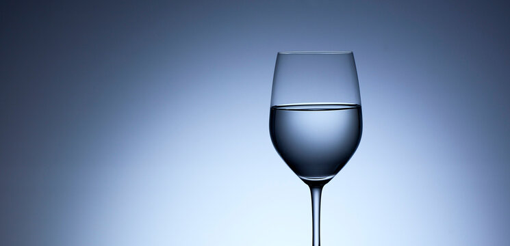 Studio shot of wineglass with clear water