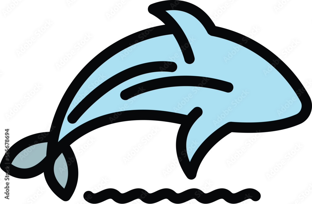 Aufkleber jumping orca icon. outline jumping orca vector icon for web design isolated on white background colo