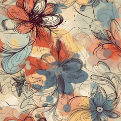 organza, floral, yellow ,gray, lines, splashes, wallpaper, texture,