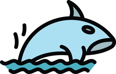 Swimming whale icon. Outline Swimming whale vector icon for web design isolated on white background color flat