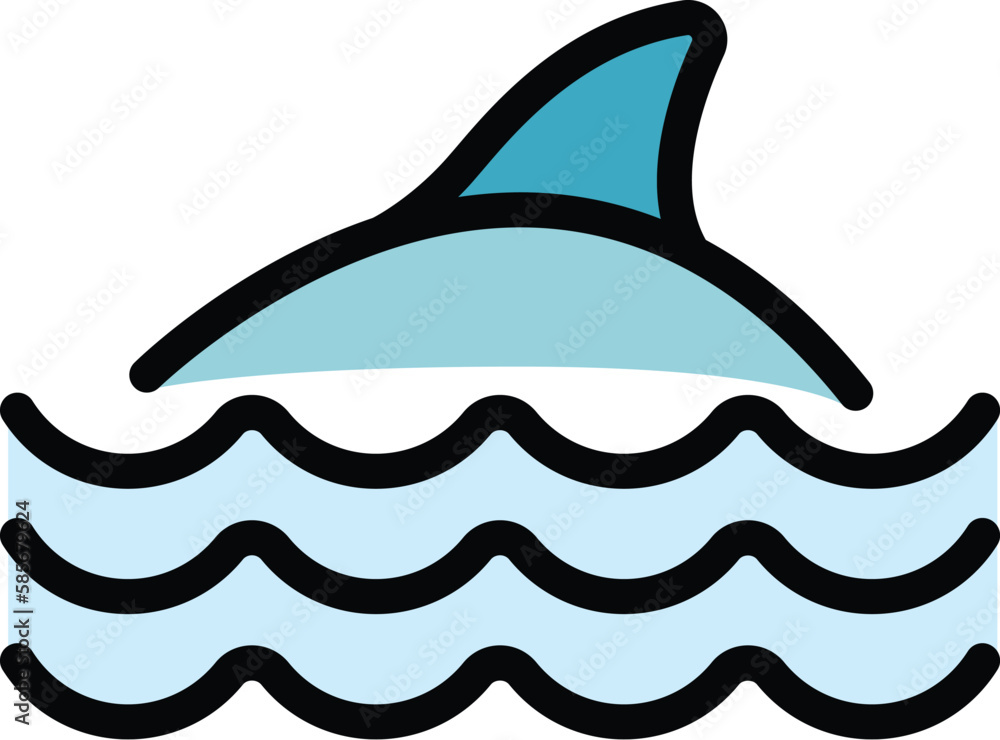 Aufkleber wave dolphin icon. outline wave dolphin vector icon for web design isolated on white background colo