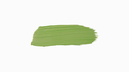 Smear and texture of acrylic paint isolated on white background. Cream texture. Bright green color paint product brush stroke swipe sample