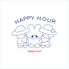 cute Kawaii Cute bunny boy and  girl funny Sweet rabbit   icon logo set of cute bunny boy and  girl