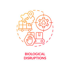 Obraz premium Biological disruptions red gradient concept icon. Disease outbreak. Supply chain alteration abstract idea thin line illustration. Isolated outline drawing. Myriad Pro-Bold font used