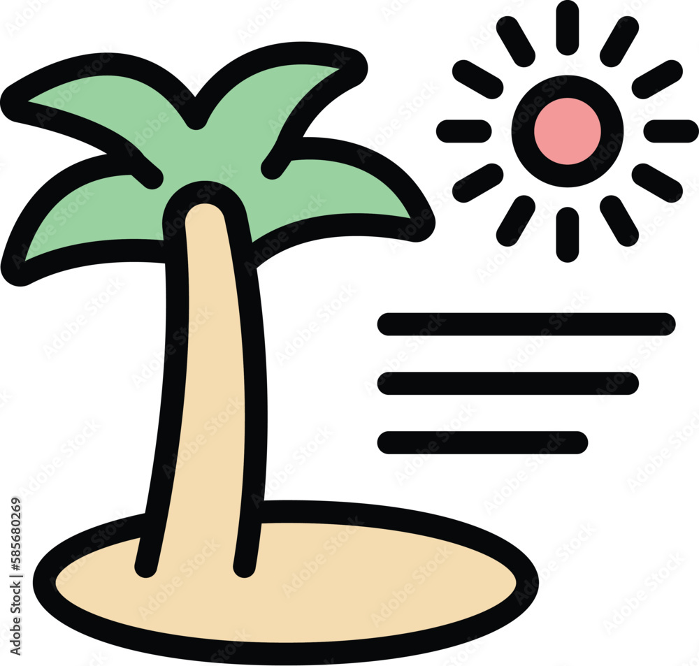 Poster palm beach icon. outline palm beach vector icon for web design isolated on white background color fl