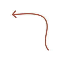 Brown Turn Left Arrow Cute Hand Drawn