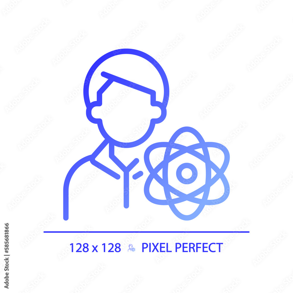 Poster stem teacher pixel perfect gradient linear vector icon. education specialist job. tutor for students