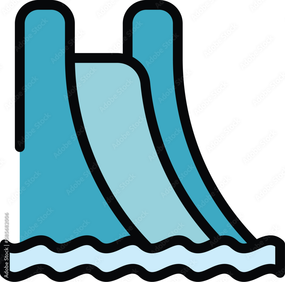 Poster water slide icon. outline water slide vector icon for web design isolated on white background color 