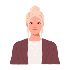 Portrait of a young attractive woman in a casual clothes hand drawn illustration