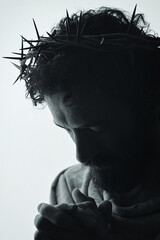 Jesus Christ with crown of thorns - 585682217