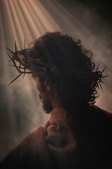 Jesus Christ with crown of thorns - 585682224