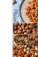 Collage made of mixed nuts.
