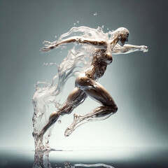 water splash woman, running motion