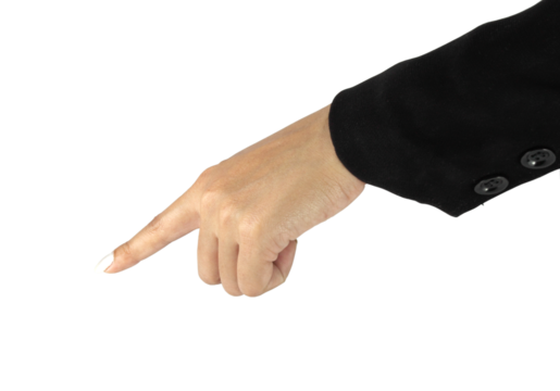 business hand pointing on transparent background png file