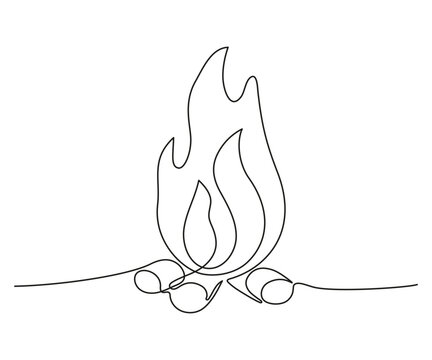 recommend clip art: Fire continuous single art line drawing. Flame shape, bonfire, gas icon. Vector illustration