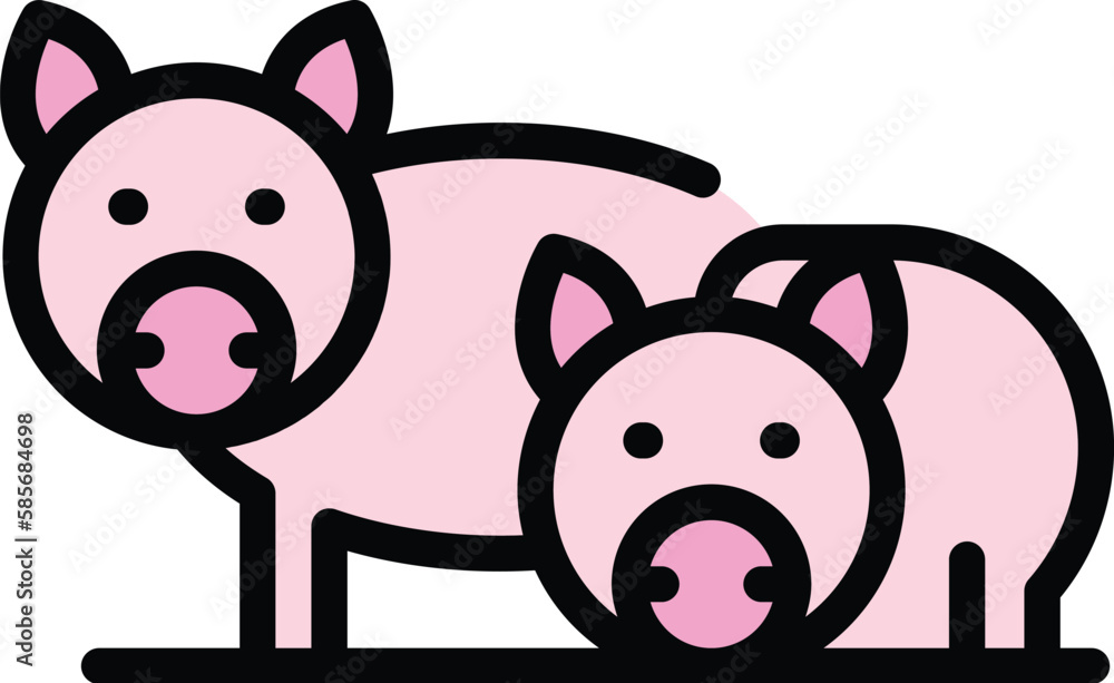 Poster ranch pigs icon. outline ranch pigs vector icon for web design isolated on white background color fl