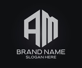 A M initial letter logo design template