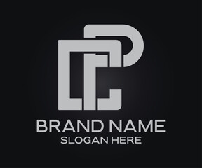 C P initial letter logo design template