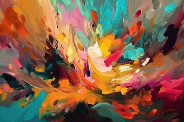 an abstract painting with vibrant colors and brushstrokes. Generative AI
