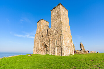 Fototapeta na wymiar Reculver Towers and Park, near Herne Bay in Kent, England