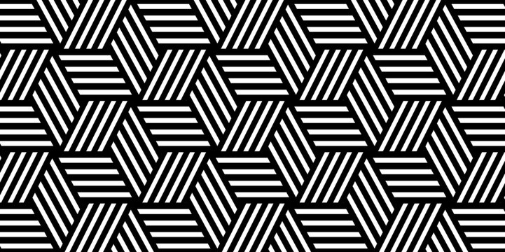 Diagonal stripe seamless pattern. Geometric classic black and white thin line background. Modern stylish texture. Repeating geometric background. Cubes with striped.