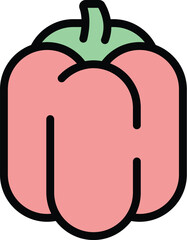 Raw paprica icon. Outline Raw paprica vector icon for web design isolated on white background color flat