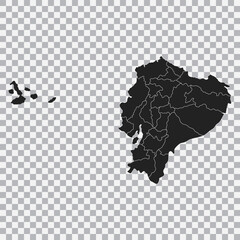 Outline political map of the Ecuador isolated on transparent background. Vector.