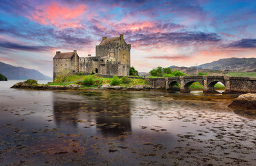 Naklejka na ściany i meble Eilean Donan Castle in Scotland, UK - Isle of Skye