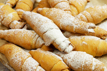 Fresh baked chocolate croissant. Breakfast. Homemade Chocolate Croissant.The family desserts .