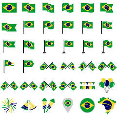 Brazil flags icon set, Brazil independence day icon set vector sign symbol