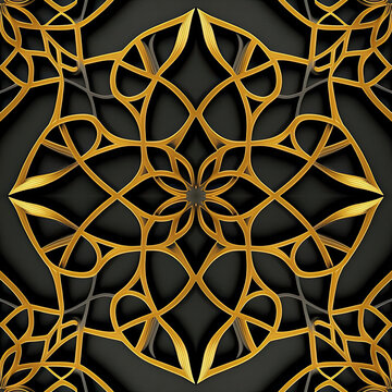 Pattern with Arabic motifs. Repeatable and seamless.