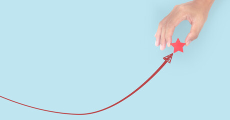 Hand touching graphs of financial indicator and accounting market