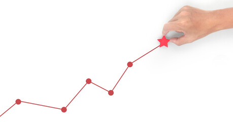 Hand touching graphs of financial indicator and accounting market