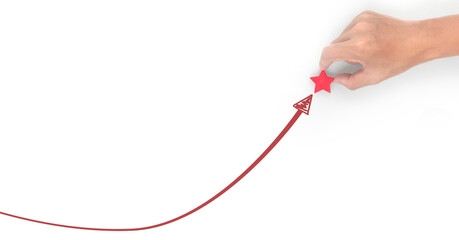 Hand touching graphs of financial indicator and accounting market