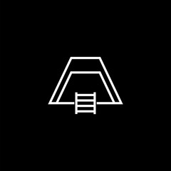 Swimming pool line icon  isolated on black background 