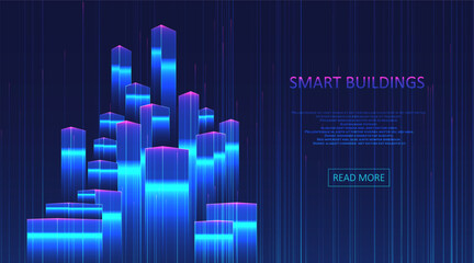 Smart building concept design for city illustration