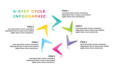 Colorful 6-step cycle infographic