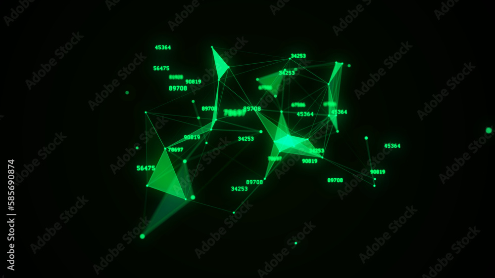 Poster futuristic network connection structure on green background. concept of hi tech and future. communic