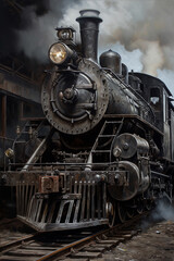 Obraz premium Retro locomotive-powered train. AI Generated